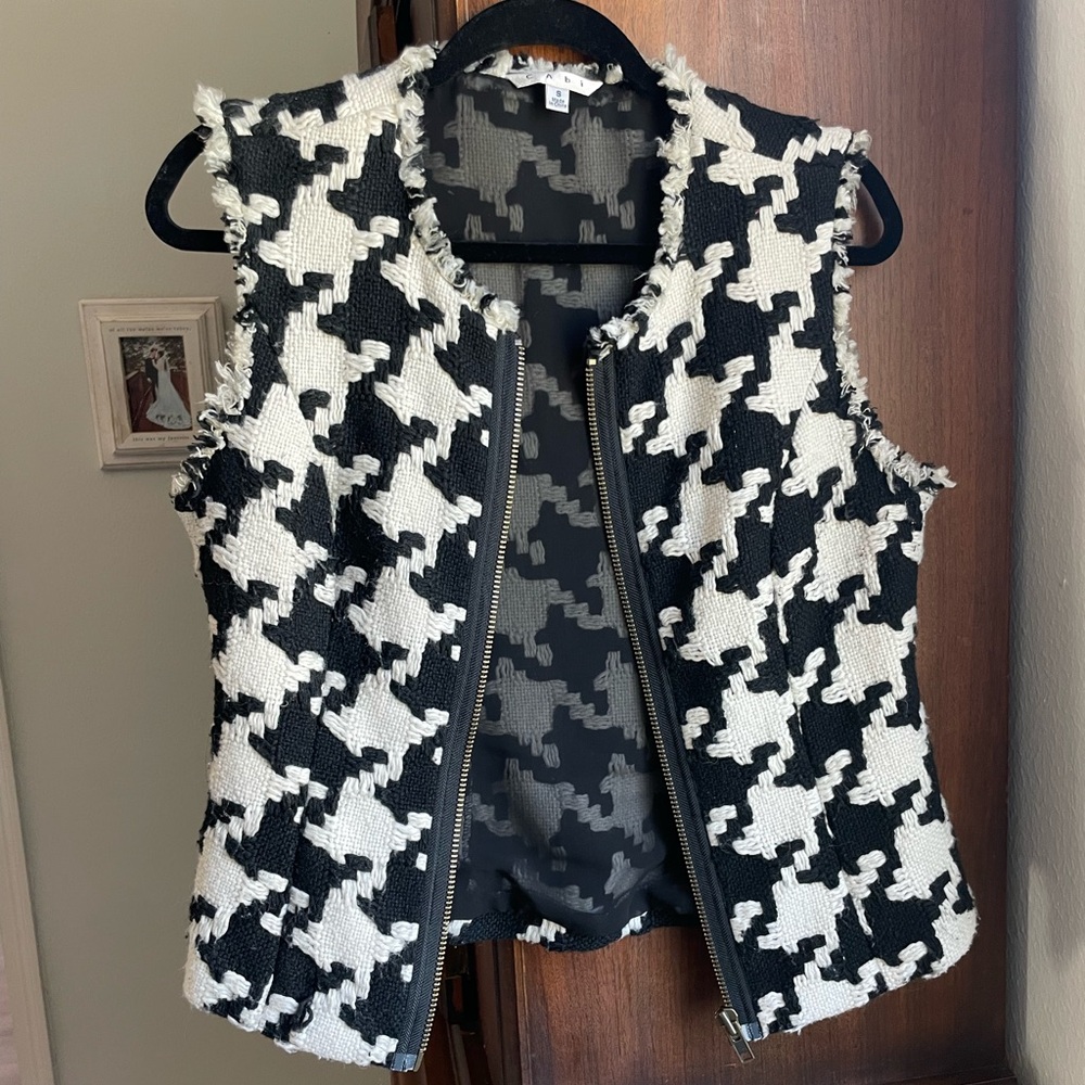 Black and White Houndstooth Sleeveless vest women’s size small - Picture 2 of 13